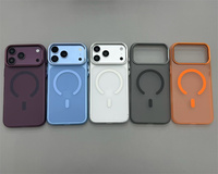 Coque de téléphone magnétique translucide mate transparente de haute qualité OEM personnalisée avec support invisible et protection de l'appareil photo pour iPhone 17 18 Pro Max
