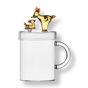 Venta al por mayor personalizada familia ciervo amarillo decorado diseño europeo taza <span class=keywords><strong>de</strong></span> vidrio resistente al calor con tapa regalo <span class=keywords><strong>de</strong></span> negocios marca GB - Product Image 1