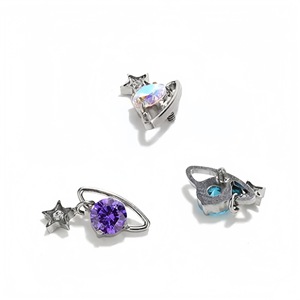 <b>Titanium</b> Alloy Planetary Earrings With Zircon Star Pendants For Ear Cartilage And Lip <b>Studs</b> Fashion Piercing Jewelry - Product Image 4