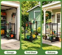 Étagère de rangement multi-niveaux en fer robuste pour outils de jardin, organisateur en fer pour l'extérieur, la cour, le garage, vente en gros