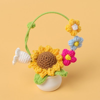 Offre Spéciale Coloré Crochet Tournesol Lily Valley Bouffée Flux Panier Plante En Gros Artificielle Tricoté Fleur Graduation Halloween