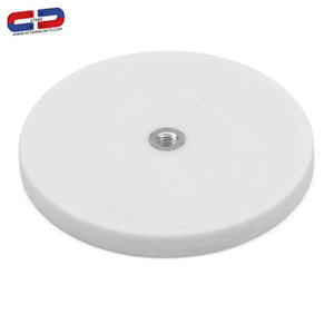 Aimant de pot à base ronde revêtu de caoutchouc blanc robuste de 66mm avec filetage de patron M6 - Product Image 3