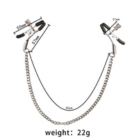 Pinzas para Pezones con Cadena, Clips Metálicos para Pezones en Negro y Plateado, Pinzas para Pezones sin Perforación, Cadena Corporal Sexy Ajustable, Juguetes Sexuales