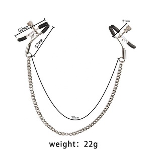 Pinzas para Pezones con Cadena, Clips Metálicos para Pezones <span class=keywords><strong>en</strong></span> Negro y Plateado, Pinzas para Pezones sin Perforación, Cadena Corporal Sexy Ajustable, Juguetes Sexuales - Product Image 3