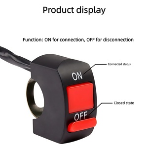 Interrupteur à bouton poussoir marche/arrêt pour guidon de <span class=keywords><strong>moto</strong></span> de 22 mm, compatible avec les motos tout-terrain, les VTT, les vélos électriques et les scooters - Product Image 3