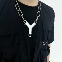 Collier pendentif en forme de Y VAF 50CM, chaîne épaisse, largeur 20MM, bijoux en acier inoxydable avec fermoir de chaîne spécial réglable