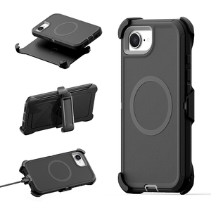 Funda Resistente de 3 Capas con Clip para Cinturón para <span class=keywords><strong>iPhone</strong></span> 16e/17e, Carcasa Antigolpes de PC+TPU con Soporte y Protección contra el Polvo - Product Image 1