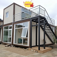 Bâtiment de dortoir à deux étages, maison préfabriquée en conteneur de 20 pieds, huit pièces, camp isolé, bureau en acier respirant