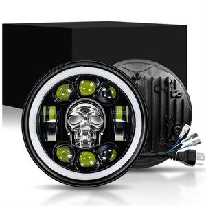 ไฟหน้ารถมอเตอร์ไซค์ LED รุ่น Skull ขนาด 5.75 นิ้ว ดีไซน์ใหม่ ไฟหน้ารถมอเตอร์ไซค์ LED สีขาวเหลือง ปรับไฟสูงต่ำได้ - Product Image 2