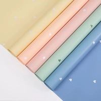 Kertas Pembungkus Bunga Tebal Grosir Pabrik, Dapat Didaur Ulang, Anti Lembab, Warna Solid, Motif Hati, Pembungkus Buket Ganda