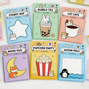 Bloc de Notas Adhesivas con Dibujos Animados Coloridos, 30 Hojas Cada Uno, Juego de Blocs de Notas Adhesivas para Uso en la Oficina y la Escuela - Product Image 2