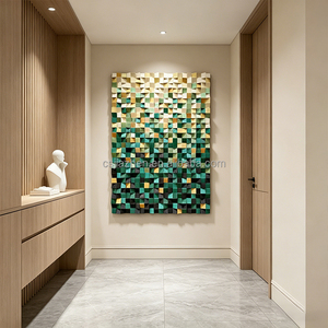 Green Gold 3D Wood Wall Art Solid Geometric <b>Painting</b> <b>Custom</b> Luxury Decor for Hotel & Villa JZ-223 JZ-223 JZ-223 - Product Image 2