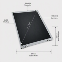 12,1 Zoll Industrielles TFT LCD Panel 800x600 SVGA LVDS 20-Pin AUO G121SN01 V403 Weitbereichstemperatur -30~85°C Blendfreies 3H-Display