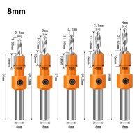 Fraise à chanfreiner à queue conique de 8 mm, extracteur de vis, ouvre-trou pour le travail du bois, fraise à bois, fraise à pas pour bois et alliage
