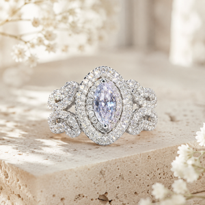 Anello a farfalla floreale a forma di marquise per donna, elegante gioiello di lusso per fidanzamento - Product Image 4