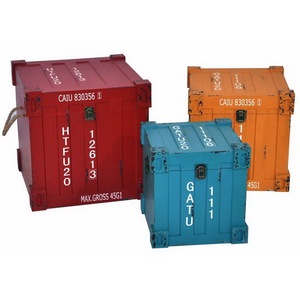 Baúl Retro <span class=keywords><strong>de</strong></span> madera vintage con forma <span class=keywords><strong>de</strong></span> contenedor decoración roja antigua - Product Image 3