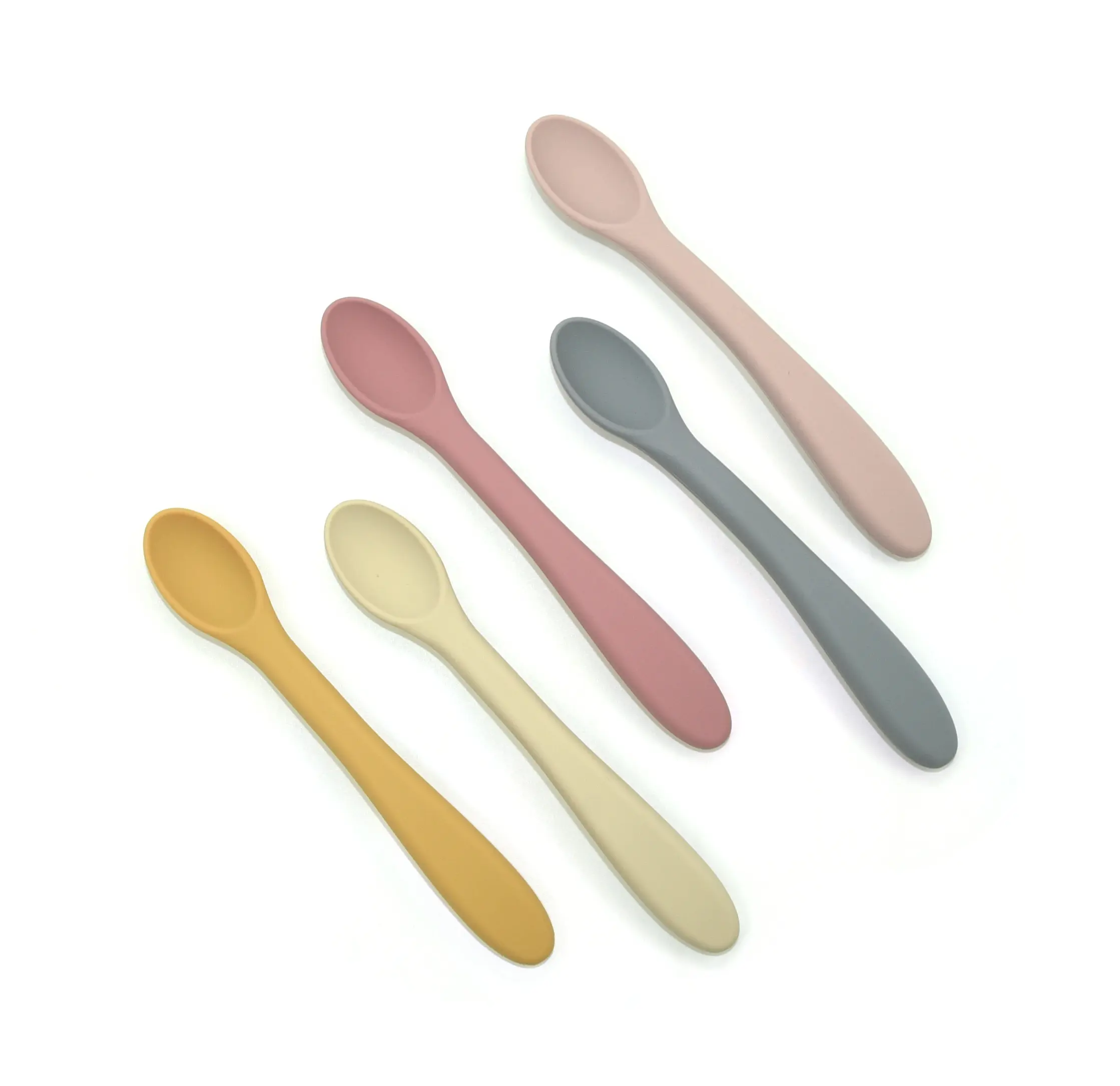 Wholesale Food Grade Bpa Free With Soft-tip First Stage Toddler Infant Spoons Bendable Silicone Baby Spoon