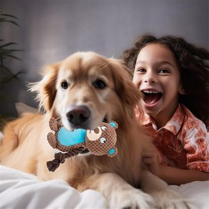 Eco-Friendly Plush Squeaky Dog <b>Toys</b> with Cotton Rope Interactive Chew <b>Toy</b> for Puppies and Small Dogs Teeth Cleaning&Tug Training - Product Image 5