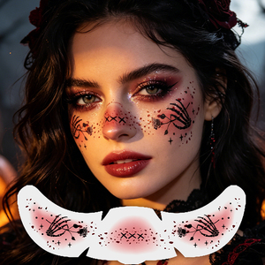 Tatuaje Luminoso de Halloween con Diseño de Pecas, Brilla en la Oscuridad, Tatuaje Facial de Murciélago y Telaraña, <span class=keywords><strong>Maquillaje</strong></span> Temporal Realista para Fiestas - Product Image 2