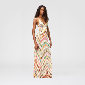 Vestido maxi de punto de ganchillo bordado con estampado de colores - Product Image 2