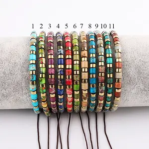 Gemstone Bracelet Cute Design Small Gemstone Beads Jewelry Colorful Imperial Jasper Stone Handmade Macrame Bracelet For Women