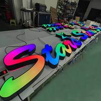 Enseigne lumineuse LED RGB en acier inoxydable sur mesure, étanche IP65, logo 3D éclairé pour devanture de magasin, extérieur, bar