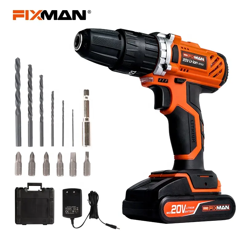 FIXMAN Professional Batterie 32N.m 20V Akku-Schrauben dreher Werkzeug bohrmaschine Schlag bohrmaschine Combo Electric Power Drill Set