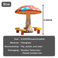 Banc de jardin extérieur en fibre de verre en forme de champignon de dessin animé pour parc d'attractions, fabrication sur mesure