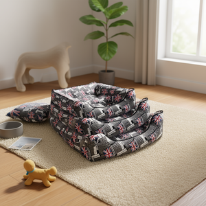 Set di 3 Letti per Cani Yommy S M L con Cuscino, Impermeabile, Base Antiscivolo, Stampa Bandiera UK - Product Image 2