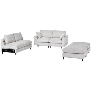 Canapé modulaire en tissu corduroy moderne, convertible en forme de U et de L, extensible pour appartement, hôtel, villa, oreiller inclus - Product Image 4