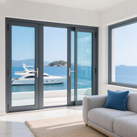 Fenêtre moderne en aluminium avec moustiquaire magnétique, fenêtre à battant insonorisée en alliage d'aluminium à pont thermique et verre Low-E