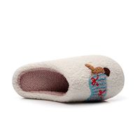 Nouvel arrivage de pantoufles de Noël personnalisées avec broderie teckel, pantoufles plates antidérapantes chaudes et confortables pour l'hiver, intérieur et extérieur pour femmes et hommes