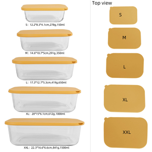 Coperchi in Silicone Leatchliving, Sigillanti in Gomma Siliconica, 5 Misure <span class=keywords><strong>S</strong></span> M L <span class=keywords><strong>XL</strong></span> 2XL, Coperchi Rettangolari per Ciotole in Vetro - Product Image 1