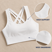 Soutien-gorge de sport longue coupe moyenne personnalisé pour femme, bretelles larges, col ras du cou, idéal pour le yoga et l'entraînement – Marque privée, OEM, ODM, Fabricant