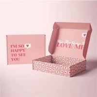Individuell Bedruckte Rosa Kleine Recycelbare Stabile Wellpappe-Verpackungsbox für Kosmetik, Hautpflege, Schmuck, Socken, Pelz