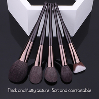 Ensemble de 15 pinceaux de maquillage professionnels, poils naturels doux et tube en aluminium épaissi brillant, manche en bois