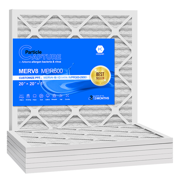 Medium Efficiency Clean room HVAC usage 20X20X1 Air Filter MERV 8 13 Panel Pleated HVAC Ac Furnace Air Filter 20x20x5