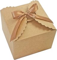 Caja de Regalo de Papel Kraft Ecológica con Borde Festoneado, Personalizable con Logotipo, Cinta Resistente y Lazo para Recuerdos de Boda