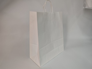 Bolsas de Papel Kraft Blancas Personalizadas con Asas para Compras, Bolsas de Papel Kraft Compostables con Logotipo Personalizado - Product Image 5