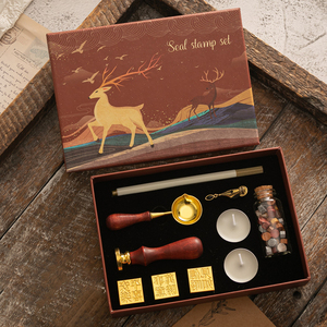 Nouveauté cadeau cire timbre sceau ensemble avec 3 remplacement Logo cire timbre tête wapiti cadeau boîte société Promotion cadeaux ensemble pour hommes femmes - Product Image 3