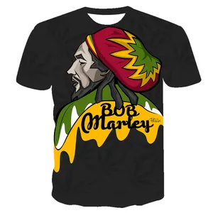 Yeni moda tam baskı Bob müzik tarzı T Shirt Marley baskılı erkek t-shirtü ve kadınlar