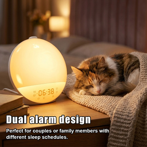 Réveil Lumineux avec Prise EU/US, Simulateur de Lever du <span class=keywords><strong>Soleil</strong></span>, Machine à Sons, Radio FM, Veilleuse LED Colorée à Intensité Réglable pour Dormeurs Profonds - Product Image 6