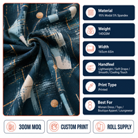Tissu imprimé en jersey modal et élasthanne pour couches de base d'extérieur, vente en gros par rouleau, commandes par rouleau direct usine