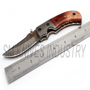 Color Camel <b>Bone</b> <b>Handle</b> Grip Hand Made Damascus Folding pocket <b>Knife</b> (smk1221) - Product Image 5