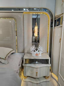 Elegante Set di mobili Royal classici di lusso king Size Set di mobili <span class=keywords><strong>da</strong></span> camera <span class=keywords><strong>da</strong></span> <span class=keywords><strong>letto</strong></span> color crema alta lucida - Product Image 3