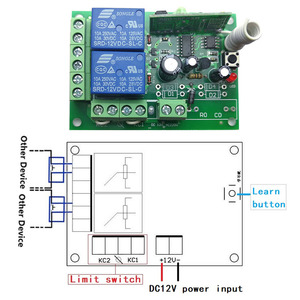 Interrupteur à distance sans fil DC 12V 2 canaux <span class=keywords><strong>relais</strong></span> <span class=keywords><strong>porte</strong></span> de garage barrière de <span class=keywords><strong>parking</strong></span> émetteur et récepteur RF 433Mhz - Product Image 5