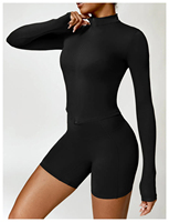 Ensemble 2 pièces pour femme : Veste de sport à manches longues zippée et Legging de course/yoga couleur nude, séchage rapide, écologique et respirant