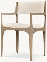 Fauteuil de salle à manger en chêne clair massif, structure en bois sculpté et courbé, coussin rembourré en tissu bouclé, chaise d'appoint moderne pour salle à manger
