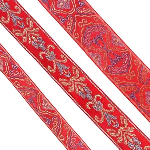 Top Sale Printed Ribbon Custom Suppliers Red Lucky Box Packing Decoration Chinese New Year Wedding Ribbon