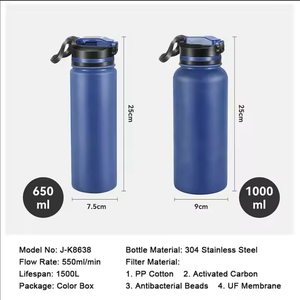 Bouteille de purificateur d'eau en acier inoxydable Portable cartouche de filtre à charbon actif manuelle tasse isolée à boire directe en plein air - Product Image 2